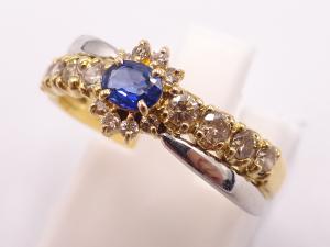 Pt900/K18 サファイア 0.34ct ダイヤ 0.20ct リング 2.5g